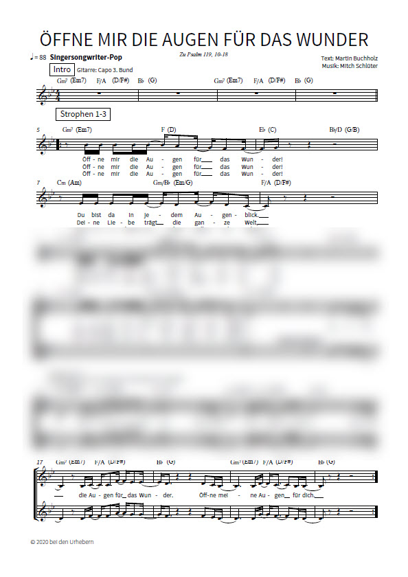 Martin Buchholz - Öffne mir die Augen für das Wunder - Noten