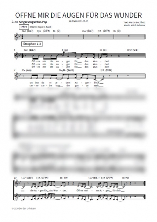 Öffne mir die Augen für das Wunder - Noten